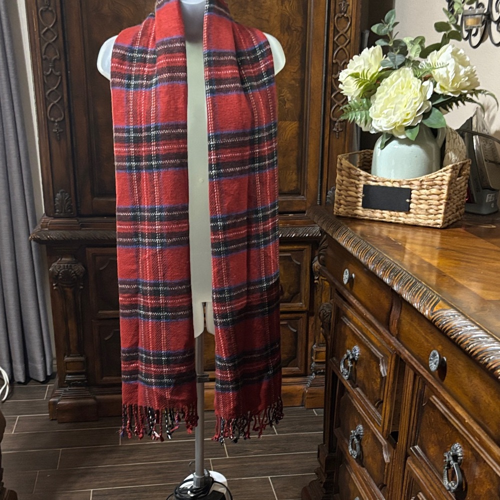 Abercrombie & Fitch Red Plaid Scarf (never used)